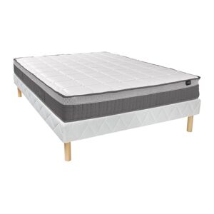 Vente uniquecom Ensemble 140 x 190 cm sommier matelas ressorts ensaches 7 zones et memoire de forme ep29cm MONTAIGNE de PALACIO