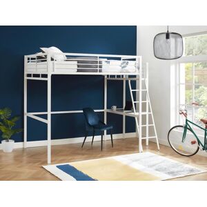 Vente-unique Lit mezzanine CASUAL II - 140 x 190 cm - plateforme bureau - Blanc + matelas - Publicité