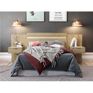 Vente unique Tete de lit extensible avec chevets 140160 cm Coloris Naturel PARATI