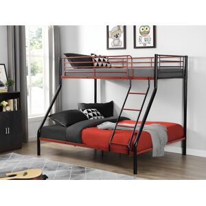 Vente-unique Lits superposés ELEVATIO IV - 90 et 140 x 190 cm - Acier - Noir et rouge