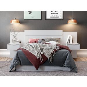 Vente-unique Tête de lit extensible avec chevets - 140/160 cm - Blanc - PARATI