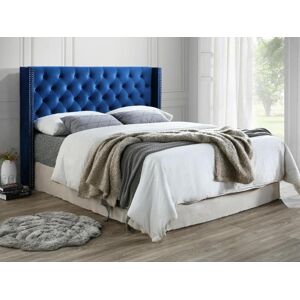 Vente unique Tete de lit capitonnee 170 cm Velours Bleu MASSIMO II