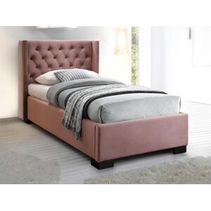 Vente unique Lit avec tete de lit capitonnee 90 x 200 cm Velours rose MASSIMO II