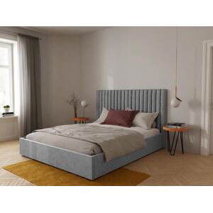 Vente-unique Lit coffre 180 x 200 cm avec tête de lit coutures verticales - Tissu - Gris - SARAH - Publicité