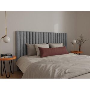 Vente unique Tete de lit coutures verticales 200 cm Tissu Gris SARAH