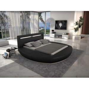 Vente unique Lit 160 x 200 cm Avec LEDs Simili Noir Sommier ABULIS II