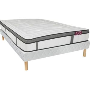 Vente uniquecom Ensemble 140 x 190 cm sommier matelas ressorts ensaches 7 zones et memoire de forme ep30cm OLIANE de DREAMEA