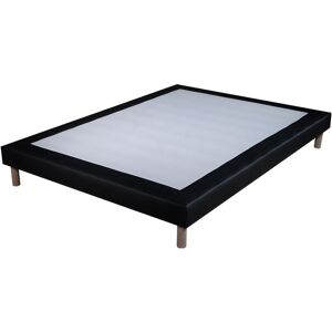 AB Matelas Sommier tapissier simili noir - 140x190cm