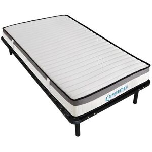 Vente-unique.com Ensemble 90 x 190 cm cadre a lattes + matelas mousse memoire de forme ep.19cm - ORTHOMEMORY de DREAMEA