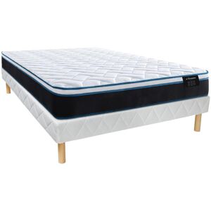 Vente-unique.com Ensemble 140 x 190 cm sommier + matelas ressorts ensaches et memoire de forme rafraichissante ep.23cm - TORANO de YSMÉE