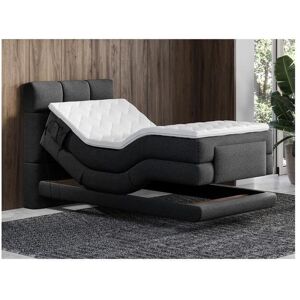 Vente uniquecom Ensemble complet boxspring tete de lit capitonnee sommiers relaxation electrique matelas surmatelas 100 x 200 cm Tissu Anthracite LODI de PALACIO