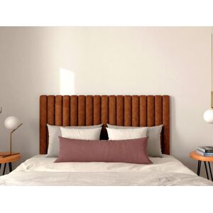 Vente-unique Tete de lit coutures verticales - 150 cm - Tissu - Terracotta - SARAH