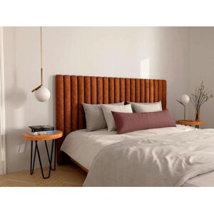 Vente unique Tete de lit coutures verticales 200 cm Tissu Terracotta SARAH
