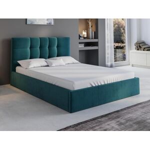 Lit coffre 140 x 190 cm Tissu Bleu canard ELIAVA de Pascal Morabito