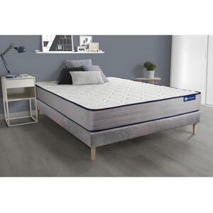 ACTISOM Ensemble matelas Ressorts ensachés et Mémoire de forme ACTIFLEX FORM 140x200 cm 5zones de confort + sommier KIT gris