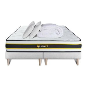 Sleepfit Pack matelas FLEXY 160x200 + double sommiers blanc 80x200 + Couette + 2 oreillers
