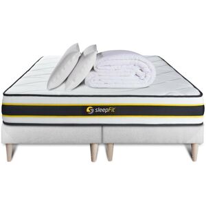 Sleepfit Pack matelas FLEXY 160x200 + double sommiers blanc 80x200 + Couette + 2 oreillers