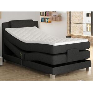 Vente-unique.com Ensemble complet boxspring tete de lit + sommiers relaxation electrique + matelas + surmatelas - 100 x 200 cm - Tissu - Anthracite - CASTEL de PALACIO