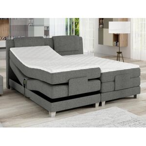 Vente uniquecom Ensemble complet boxspring tete de lit sommiers relaxation electrique matelas surmatelas 2 x 90 x 200 cm Tissu Gris clair CASTEL de PALACIO