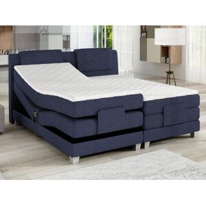 Vente uniquecom Ensemble complet boxspring tete de lit sommiers relaxation electrique matelas surmatelas 2 x 90 x 200 cm Tissu Denim CASTEL de PALACIO