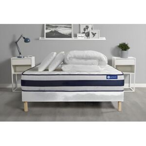 ACTISOM Pack prêt à dormir matelas Mémoire de forme ACTIMEMO ERGO 160x200 cm Maxi épaisseur + sommier KIT blanc + 2oreillers +couette