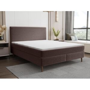 Ensemble complet boxspring tete de lit sommier matelas surmatelas 160 x 200 cm Velours cotele Marron NARA de YSMEE