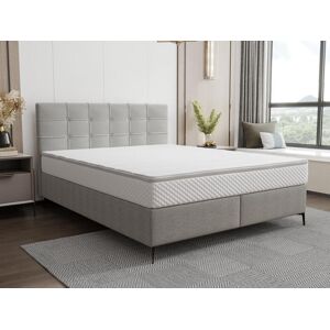 Ensemble complet boxspring tete de lit capitonnee sommier matelas surmatelas 180 x 200 cm Tissu Gris clair INAO de YSMEE