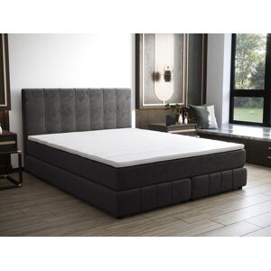 Ensemble complet boxspring tete de lit sommier matelas surmatelas 160 x 200 cm Velours Anthracite HIDA de YSMEE