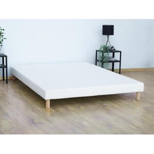 Sommier deco tapissier 140 x 190 cm 9 lattes Blanc ASTHENIS de YSMEE