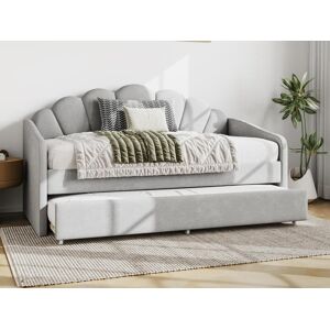 Vente unique Lit gigogne coquillage 2 x 90 x 190 cm Velours Gris clair ELUSIA