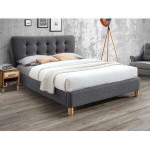 Vente unique Lit 180 x 200 cm avec tete de lit capitonnee Tissu Gris ELIDE