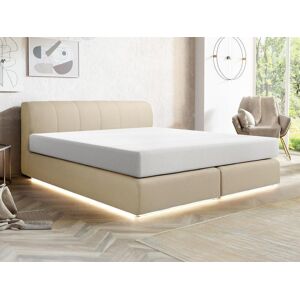 Ensemble complet boxspring tete de lit sommier avec leds matelas 160 x 200 cm Tissu Beige OTARU de YSMEE