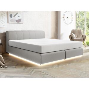 Ensemble complet boxspring tete de lit sommier avec leds matelas 160 x 200 cm Tissu Gris OTARU de YSMEE