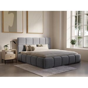 PASCAL MORABITO Lit coffre 140 x 190 cm - Tissu texturé - Gris + Matelas - DAMADO de Pascal Morabito