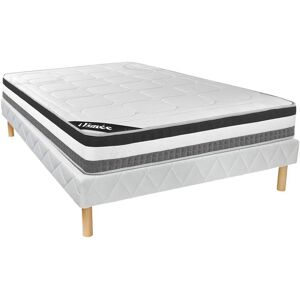 Ensemble 160 x 200 cm sommier matelas ressorts ensaches et memoire de forme ep28cm LOUBIO de YSMEE