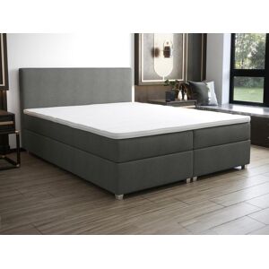 Ensemble complet boxspring tete de lit sommier matelas surmatelas 160 x 200 cm Tissu Anthracite ONAN de YSMEE