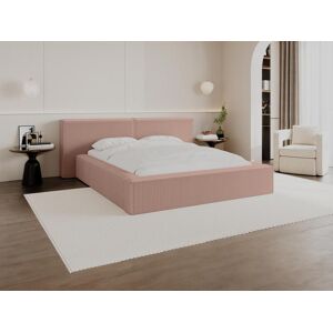 Lit coffre 160 x 200 cm - Velours côtele - Rose + Matelas - TIMANO de Pascal Morabito