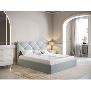 Lit coffre 140 x 190 cm Velours Gris clair Matelas STARI de Pascal Morabito