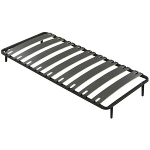 Vente-unique.com Sommier cadre a lattes 90 x 190 cm - 9 lattes - Antiderapant - Avec pied - Noir - MONTIANO de YSMÉE