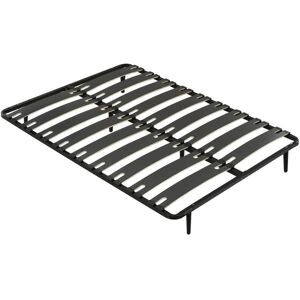 Sommier cadre a lattes 160 x 200 cm 2 x 9 lattes Antiderapant Avec pied Noir MONTIANO de YSMEE