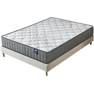 SensoRêve Ensemble Matelas Sirius + Sommier Tissu 180x200 Cm, Sirius 22cm D’épaisseur Et Sommier Tissu Blanc