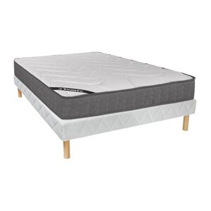 Ensemble 160 x 200 cm sommier matelas ressorts ensaches 5 zones accueil memoire de forme ep23cm BABYLONE de YSMEE