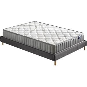 SensoRêve Ensemble Matelas Latex + Sommier Tissu 160x200 Cm, Sirius 22cm D’épaisseur Et Sommier Tissu Gris