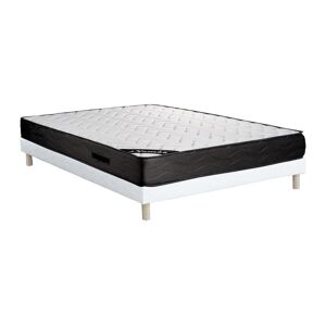 Ensemble 140 x 190 cm sommier tapissier matelas ressorts ensaches 7 zones et memoire de forme ep24cm MERISI de YSMEE