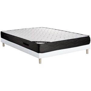 Ensemble 160 x 200 cm sommier tapissier matelas ressorts ensaches 7 zones et memoire de forme ep24cm MERISI de YSMEE