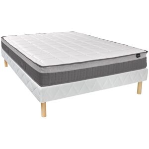 Vente uniquecom Ensemble 160 x 200 cm sommier matelas ressorts ensaches 7 zones et memoire de forme ep29cm MONTAIGNE de PALACIO