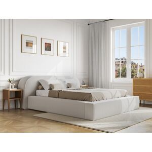 Lit coffre 180 x 200 cm Velours cotele Creme Avec matelas LIRABA de Maison Cephy