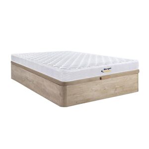 Vente uniquecom Ensemble 160 x 200 cm sommier coffre naturel clair matelas ressorts et memoire de forme ep15cm WOLKENLOS de MORGENGOLD