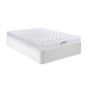 Vente uniquecom Ensemble 140 x 190 cm sommier coffre blanc matelas ressorts et memoire de forme ep15cm WOLKENLOS de MORGENGOLD