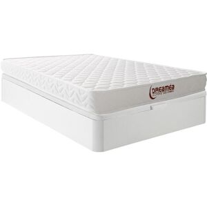 Vente-unique.com Ensemble 140 x 190 cm sommier coffre blanc + matelas mémoire de forme ép.15cm - PELOPS de DREAMEA - Publicité